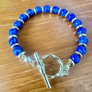 Lapislázuli and 18k Gold filled Beaded Bracelet
